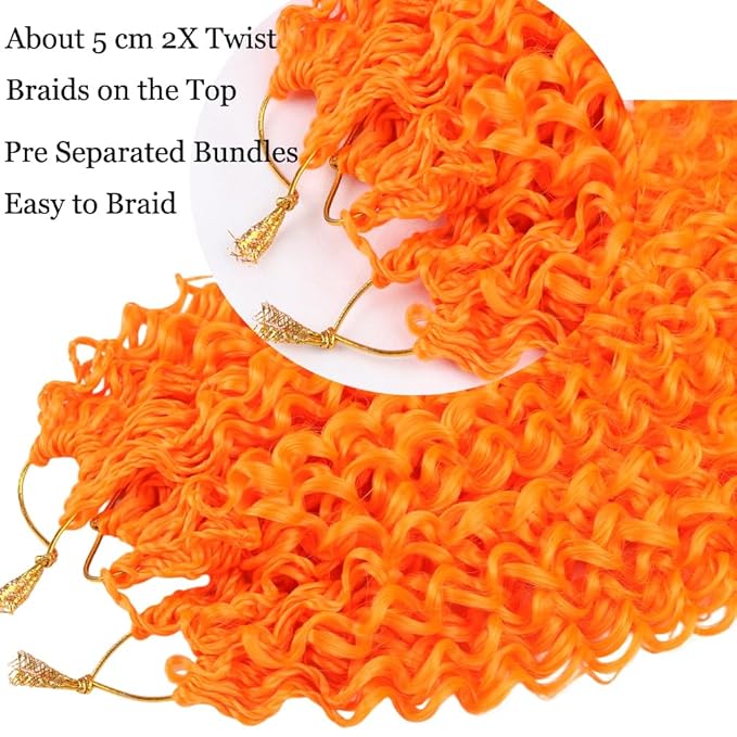Passion Twist Hair Extensions Orange Curly Crochet Hair 12 Inch Short Curly Braiding Hair 3 Packs Crochet Braids with Curls for Black Women(12",Orange)