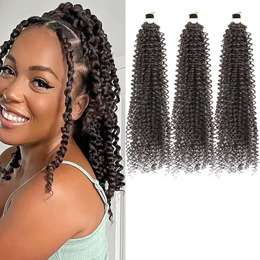 Passion Twist Hair Extensions Black Brown Curly Crochet Hair 12 Inch Short Curly Braiding Hair 3 Packs Crochet Braids with Curls for Black Women(12",4#)
