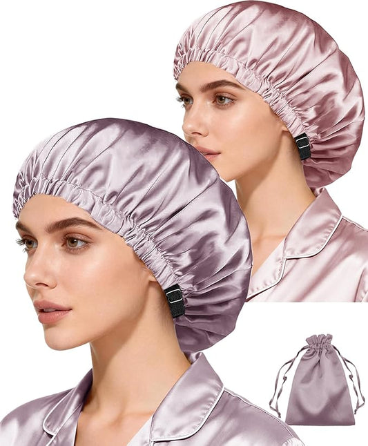 3Pcs Hair Bonnets For Sleeping Satin Bonnet For Women Silk Bonnets Womens Curly Hair Sleep Caps Silky Night Cap
