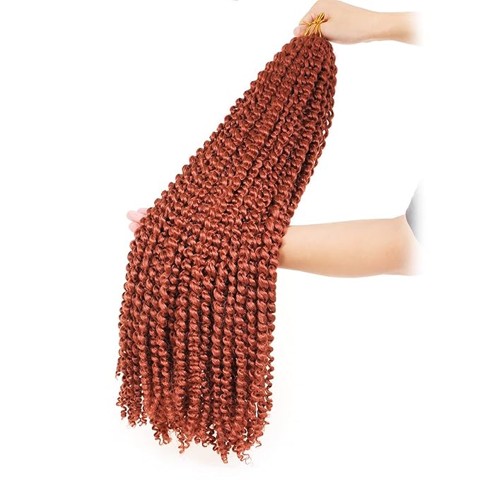ZRQ 7Packs 30 Inch Copper Red Passion Twist Hair Water Wave Crochet Hair, for Butterfly Locs Hair Ginger Bohemian Spring Twist Hair Crochet Braids Synthetic Hair Extension #350