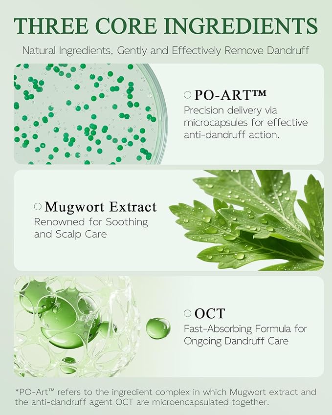 Mugwort Anti-Dandruff Scalp Care Set, Pre-Shampoo Scalp Serum with Brush & Oil-Control Shampoo, Oil-Control Refreshing formula, Soothes Itchy Scalp, Lightweight & Volumizing Hair