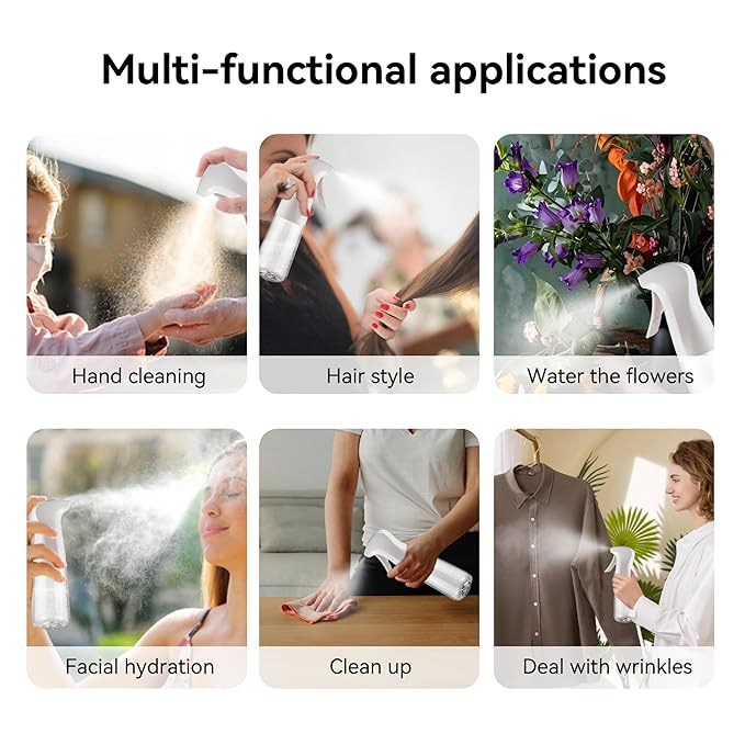 Spray Bottle for Hair (6.8OZ /200ML) Continuous Ultra Fine Mist Sprayer for Hair