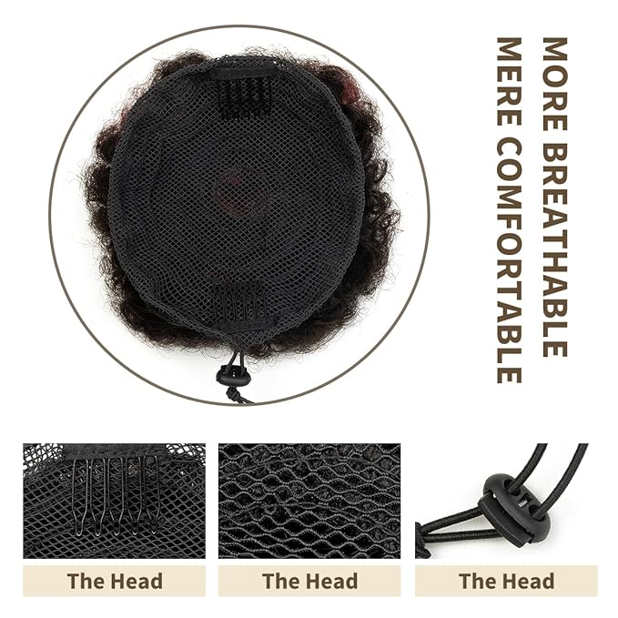 isheeny Medium Human Hair Bun For Girls 5-8 Years Old, Natural Human Hair Drawstring Ponytail Hair Extensions H1-99j For Little Girls, Curly Bun Hairpiece, Soft, And Durable For Repeated Use