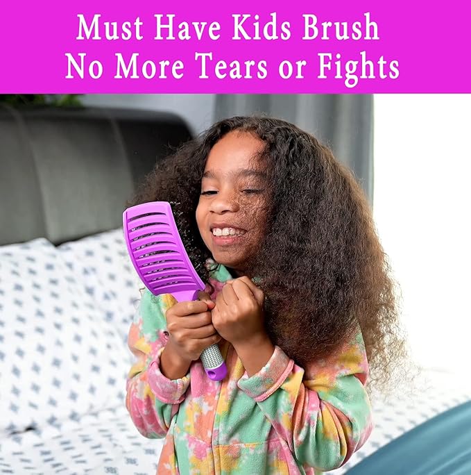 Detangling Brush Boar Bristle Hairbrush for Adult & Kids Wet or Dry Hair - KTKUDY Detangler Hair brush Getting Knots Out without Pain - Adds Shine and Makes Hair Healthier Purple