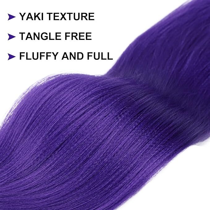 Dorsanee Purple Braiding Hair 24 Inch Long Purple Braiding Hair Extensions Pre Stretched Synthetic Braiding hair Rumi Wigs for Stage Party Halloween Costume Cosplay