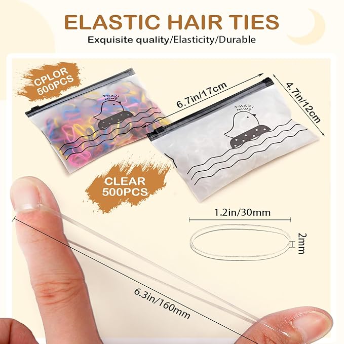 Hair Wax Stick & Styling Accessories - Smooths Flyaways for Kids & Women, 1000 Elastic Hair Ties, 1 Slick Back Hair Brush, 2 Hair Loop Styling Tools - Creates Ponytails & Braids for Teen Girls Gifts