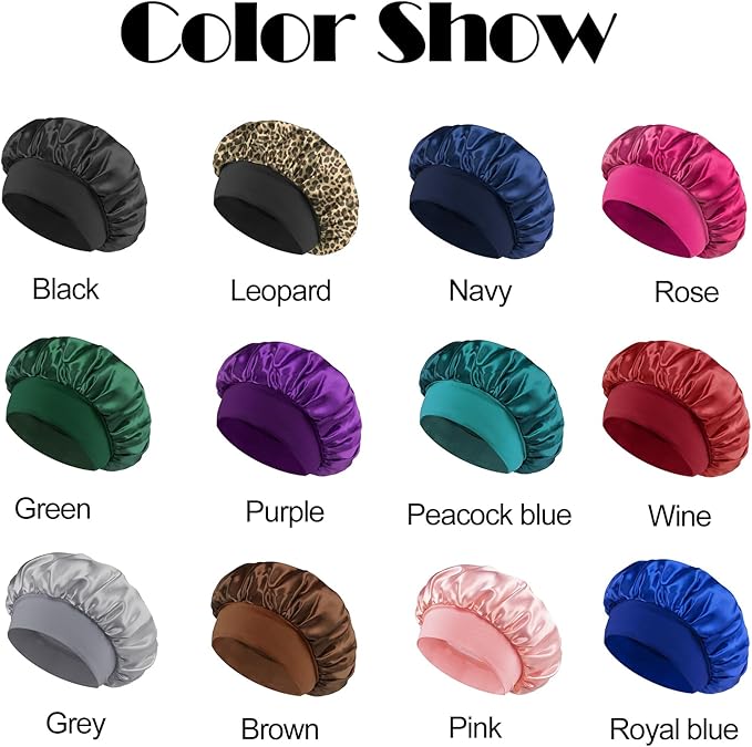 Custom Silk Bonnet for Women - Personalized Name Logo Satin Bonnet Hair Wrap for Sleeping Band Sleep Night Head Cover for Curly Braid Fine Black