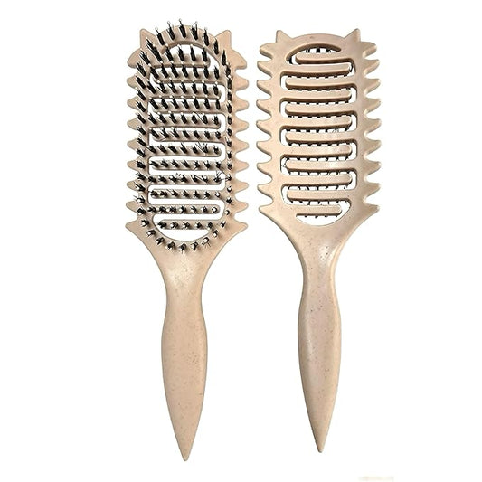 New Curl Defining Brush Ventilated Boar Bristle Hair Brush,Curl Brush For Curly Hair Wet,Curly Hair Brush For Women And Men(Off White)
