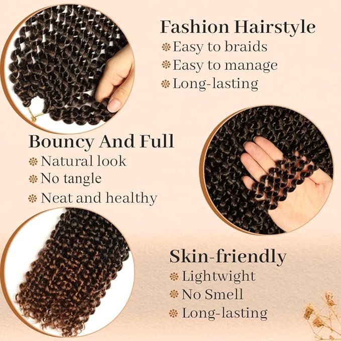 2 Packs Passion Twist Hair 18 Inch Passion Twist Crochet Hair For Black Women Water Wave Crochet Braiding Hair Extensions (18 Inch, 1B/30)