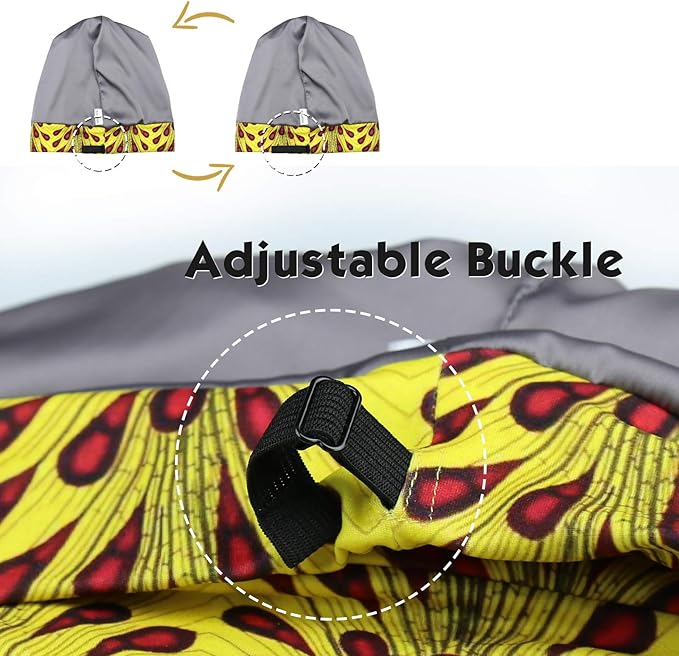 Adjustable Satin Lined Sleep Cap for Dreadlocks Curly Hair Large Head-Stay On Overnight
