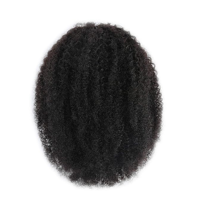 Afro Puff Drawstring Ponytail Human Hair Bun For Black Women 150% Density 10A Brazilian Virgin Human Hair Afro Kinky Curly Clip In Ponytail Extension Human Hair Pieces 100g (8, afro ponytail)