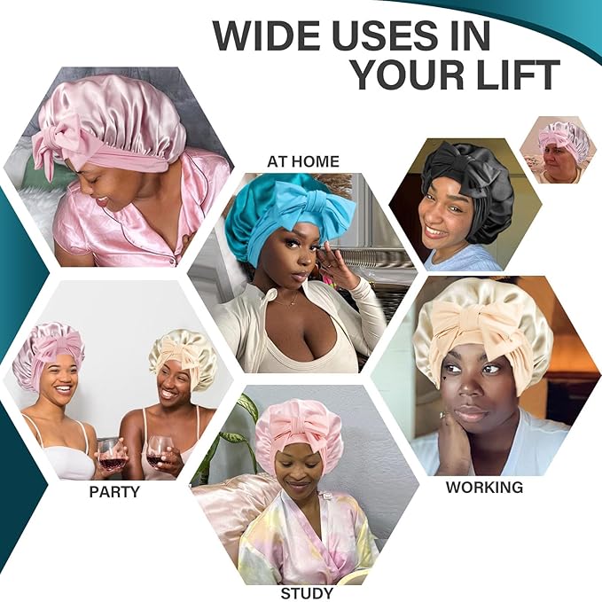 Silk Bonnet for Women 100% Mulberry Silk Sleep Cap 22 Momme Double Layer Hair Wrap for Curly Short Long Hair