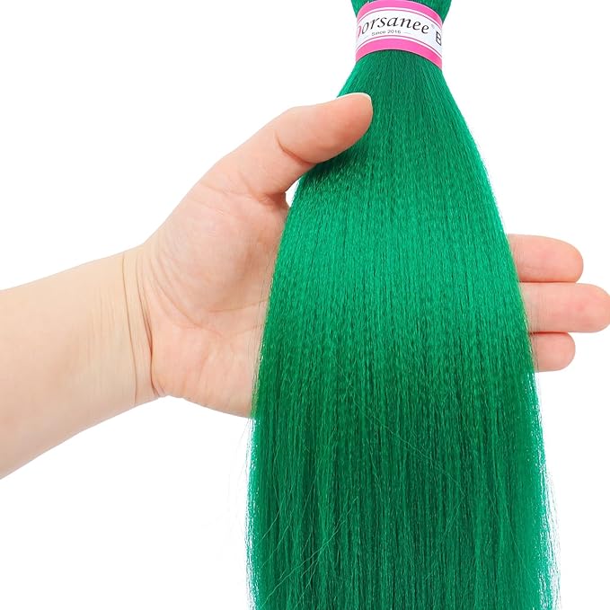 Dorsanee Green Braiding Hair Pre Stretched 20 Inch 3 Packs Professional Easy Braiding Hair for Crochet Braids Twists Locs Hair Soft Yaki Texture Hot Water Setting Synthetic Hair Extensions