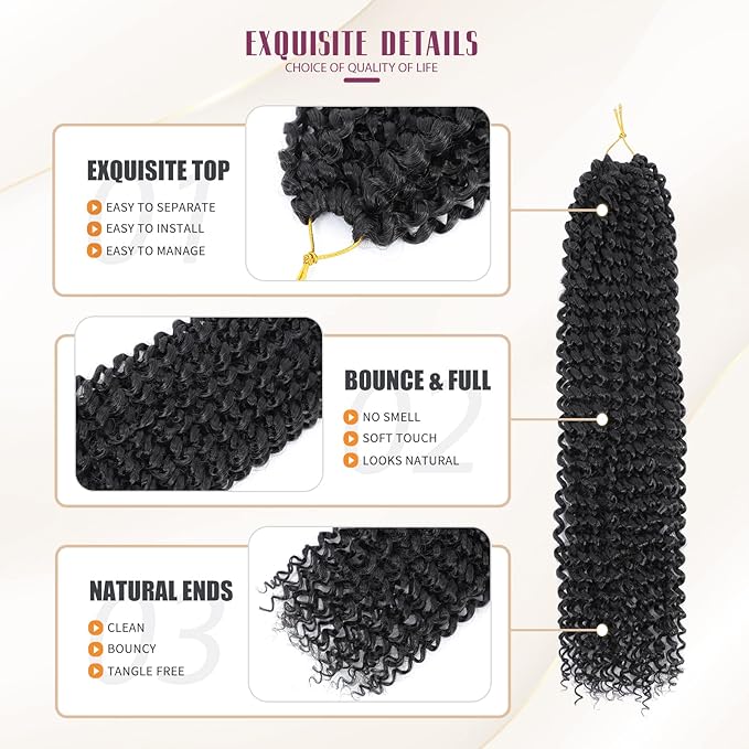 Dansama Passion Twist Hair Water Wave Braiding Hair for Butterfly Style Crochet Braids Bohemian Hair Extensions (18inch, #2, Economy Pack)