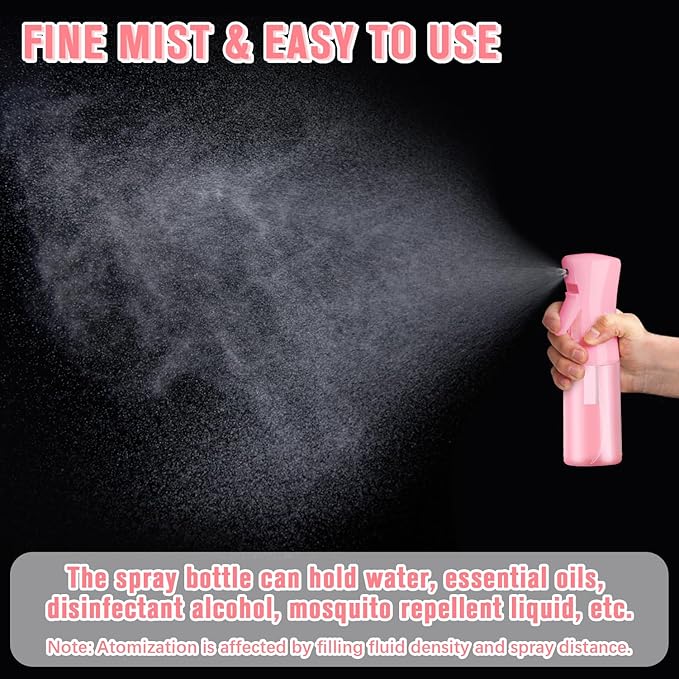 Spray bottles, Spray Water Bottle Fine Mist Refillable, Continuous Spray Bottle for Hair, Skin Care, Planting, Showering Pets, Travel, Cleaning & Home (Pink)