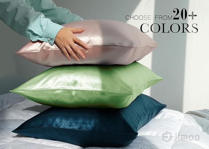 100% Mulberry Silk Pillowcase for Hair and Skin, 22 Momme Pure Natural Silk Pillow Case Both Sided with Zipper, Pillow Cover for Women Mom Men (Light Green, King 20''×36'', 1 Pack)