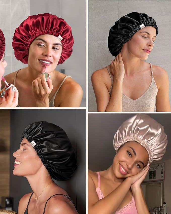 YANIBEST Silk Bonnet Satin Bonnet for Sleeping Women Men, Adjustable Double Layer Hair Bonnet for Curly Braids Reduce Frizz