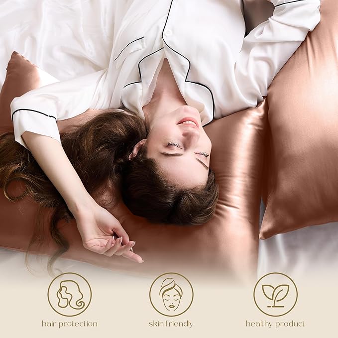 ZIMASILK 100% Pure Mulberry Silk Pillowcase for Hair and Skin Health,Soft and Smooth,Both Sides Premium Grade 6A Silk,600 Thread Count,with Hidden Zipper,1pc (King 20''x36'',Mocha)