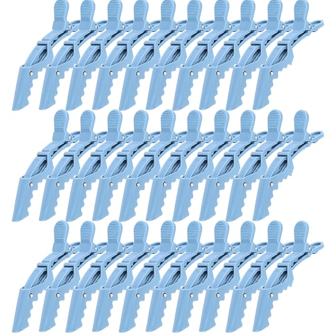 30 Pack Alligator Hair Clips for Styling, Sectioning Crocodile hair Clips Professional Barber Accessories for Salon of Thick Curly Volume Hair (Blue)