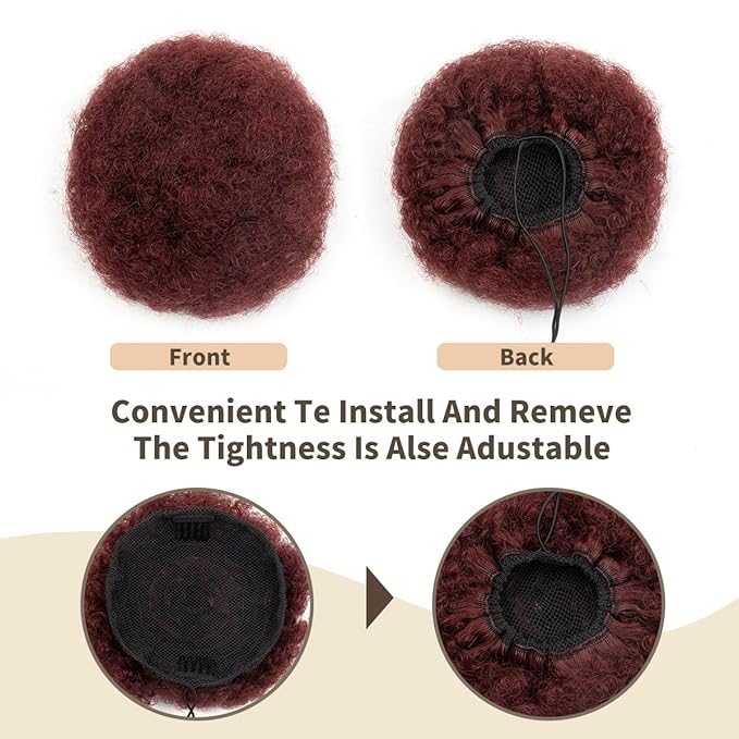 isheeny Medium Human Hair Ponytail Extension For Black Women, Real Human Hair Drawstring Ponytail Hair Extensions 99J For Little Girls, Curly Hairpiece, Soft, And Durable For Repeated Use