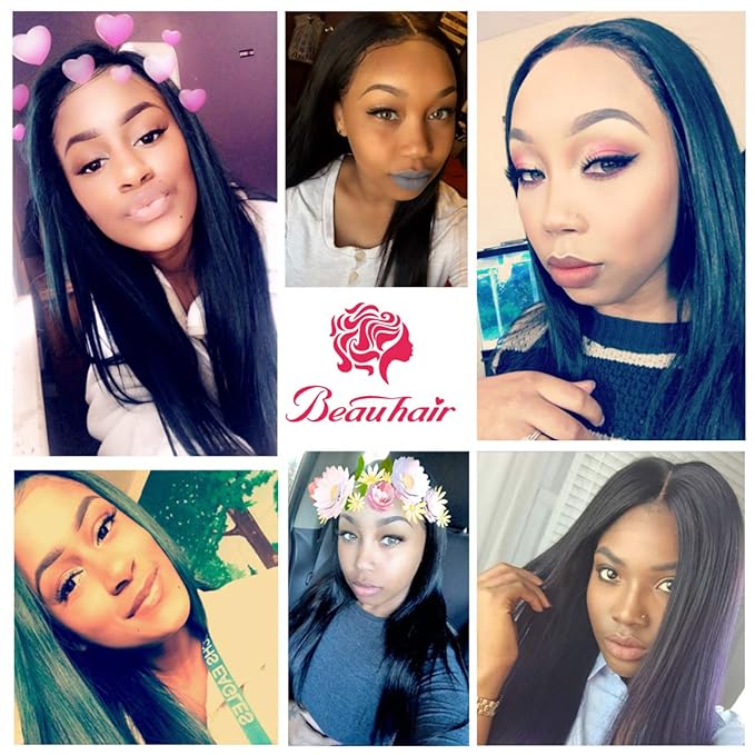 Straight 3 Bundles with Frontal (14 16 18+14) 13x4 Ear to Ear Lace Frontal Unprocessed Virgin Brazilian Human Hair Bundles Natural Color