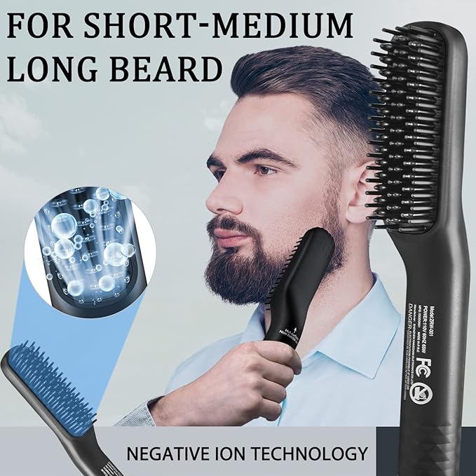 Beard Straightener for Men,Premium Heated Beard Brush w/Anti-Scald Feature,Beard Straightening Comb,Unique Fathers Day Birthday Valentines Gifts for Men Him Dad Boyfriend Christmas Stocking Stuffers