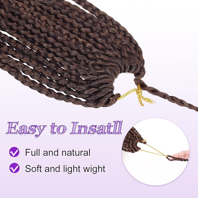 Eacia Goddess Box Braids Crochet Hair 18 Inch 7 Packs Pre Looped Boho Crochet Hair Extensions for Women Braids with Curly Ends (18 Inch, P33/30#)