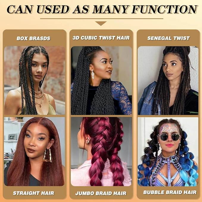 AQINBEL Braiding Hair 26 Inches -8 Bundles Braiding Hair Pre Stretched Itch Free Crochet Twist Hair for Braids Yaki texture Burgundy Braiding Hair Extensions for Women (900#)