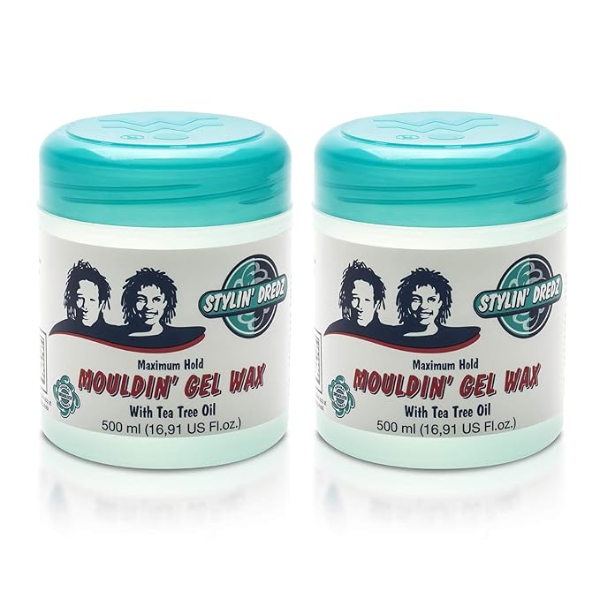 Stylin Dredz Mouldin' Gel Wax with Tea Tree Oil - Twist n Lock - Maximum hold (500 ml, Pack of 2)