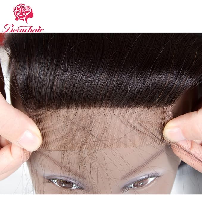 Straight 4 Bundles with Frontal (22 24 26 28+20Frontal) 13x4 Ear to Ear Lace Frontal 10A Unprocessed Virgin Human Hair Straight Bundles with Frontal Natural Color