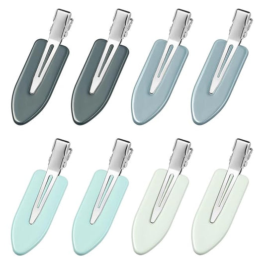 No Bend, No Crease Duckbill Clips for Salon Hairstyling and Makeup - 8 Pcs Flat Alligator Hair Barrettes for Women and Girls (Blue)