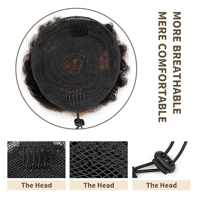 isheeny Small Human Hair Bun For Kids Age 2-5, 100% Human Hair Bun Small Drawstring Ponytail H1-30 For Little Girls, Curly Fake Hair Bun Natural, Soft, And Durable For Repeated Use