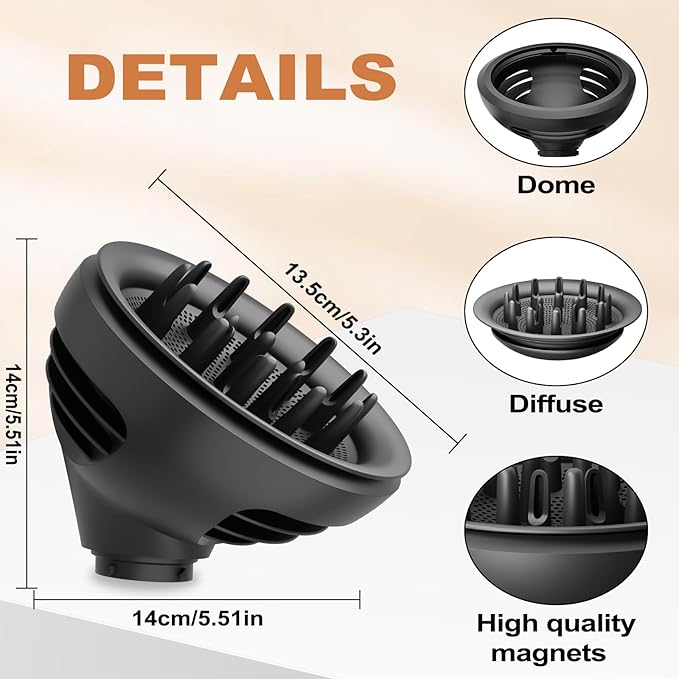 Wave Curl Diffuser Attachment for Dyson Airwrap HS01 HS05 HS08, Upgraded Hair Diffuser Nozzle Dome and Diffuse Modes to Dryer Faster and Define Curls Hair, Grey