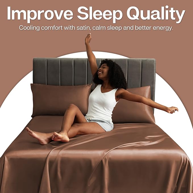 MR&HM Satin Pillowcase for Hair and Skin, Silk Satin Pillowcase 2 Pack, King Size Pillow Cases Set of 2, Silky Pillow Cover with Envelope Closure (20x40, Mocha Mousse)