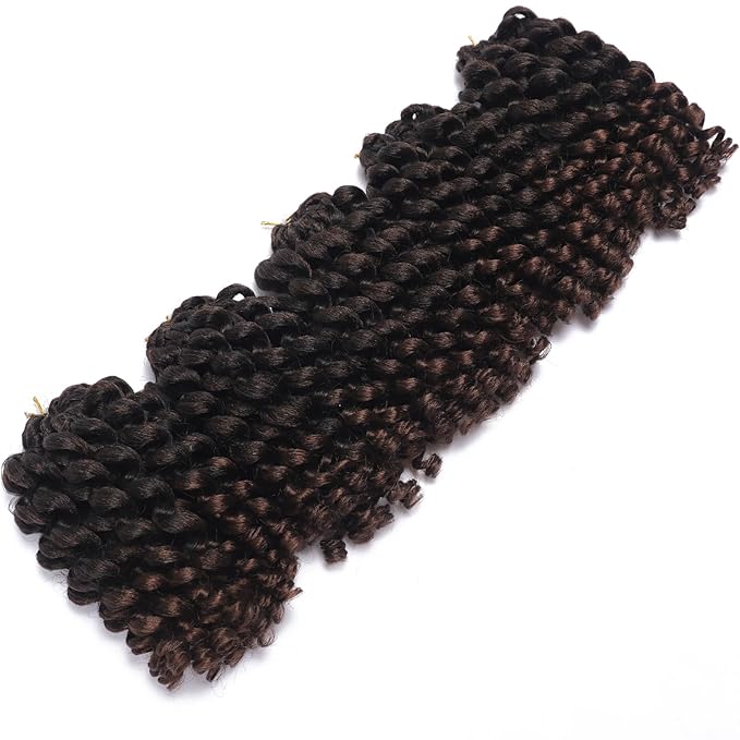 100 Strands Short Jamaican Bounce Crochet Hair 5 Packs Ringlet Wand Curl Crochet Hair 8 Inch Brown Ombre Bouncy Curly Crochet Brands Hair Extensions Crochet Braiding Hair