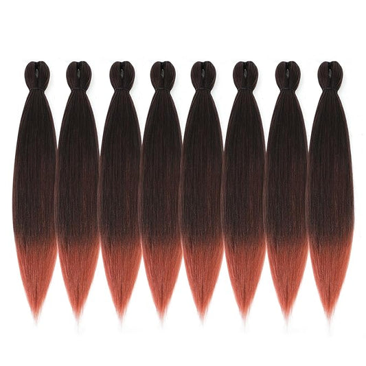 Pre-stretched Braiding Hair - 8 Pack Super Long Ombre Orange Twist/Box Braids, Yaki Texture, Hot Water Setting Synthetic Braiding Hair (28 Inch)