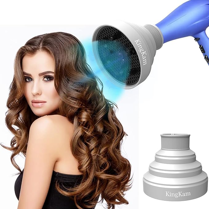 Collapsible Silicone Hair Dryer Diffuser - Travel and Easy Storage - Fit Most Hair Dryers with Nozzle Diameter D-1.575Inch to 1.968 Inch (4-5cm) - Gray