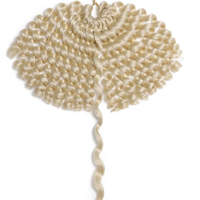 3 Packs Jamaican Bounce Crochet Hair 2X Ringlet Wand Curl 8 inch Blonde Synthetic Crochet Braids Extensions Crochet Braiding Hair 20 Roots (#613)