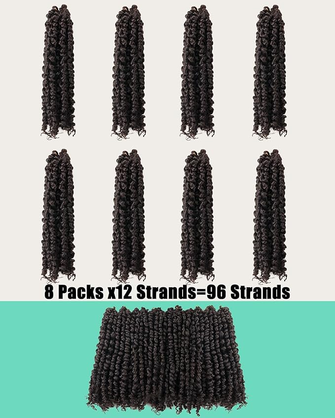 10 Inches 8 Packs Pre Looped Pretwisted Passion Twist Crochet Hair for Black Women and Kids-Light Brown,Soft Hair Extensions Braided by Synthetic Spring Kinky Twist Bohemian Curls(10"-8 Packs,4#)