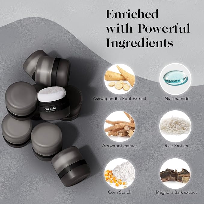 Kitsch Dry Shampoo Powder for Women & Men Dry Shampoo for Dark Hair w/Rice Protein - Unscented, Volumizing, No White Cast, Non Toxic, Non Aerosol, Organic, Travel Size | Ideal Gifts for Women - 8g