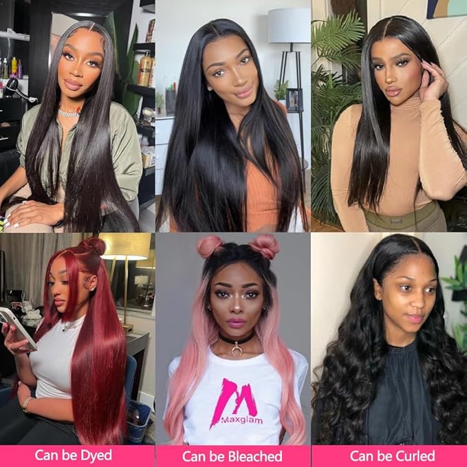 12A Straight Bundles with Frontal Human Hair 20 22 24+18 Inch Brazilian Human Hair Bundles with Frontal 100% Unprocessed Virgin Weave Hair with 13x4 HD Lace Closure