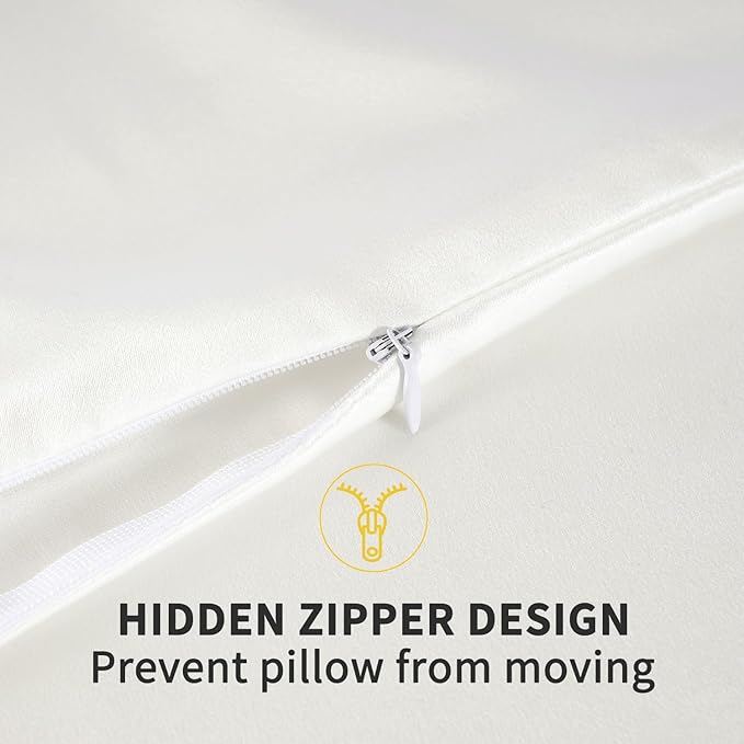 ZIMASILK 100% Pure Mulberry Silk Pillowcase for Hair and Skin Health,Soft and Smooth,Both Sides Premium Grade 6A Silk,600 Thread Count,with Hidden Zipper,1pc (Queen 20''x30'',Ivory)
