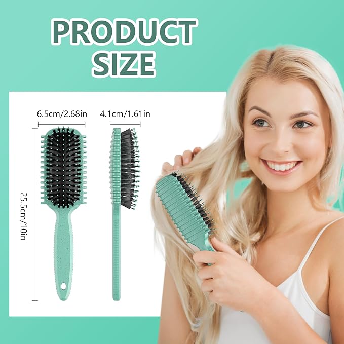 Curl Defining Brush, Curly Hair Brush, Slick Back Hair Brush, For Combing and Shaping Curls in All Hairstyles to Reduce Pulling (Green)