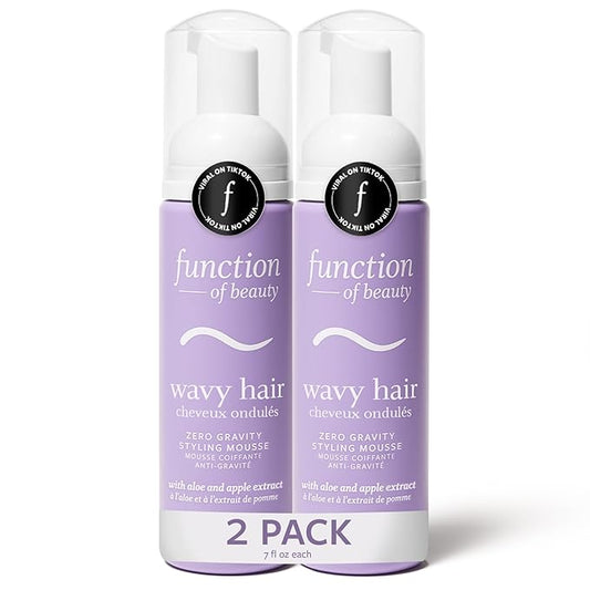 Function of Beauty Wavy Hair Mousse for Styling - Anti-Frizz Hair Styler Adds Volume & Defines Natural Waves - Volumizing & Texturizing Lightweight Styling Foam with Flexible Hold - Hair Care Products