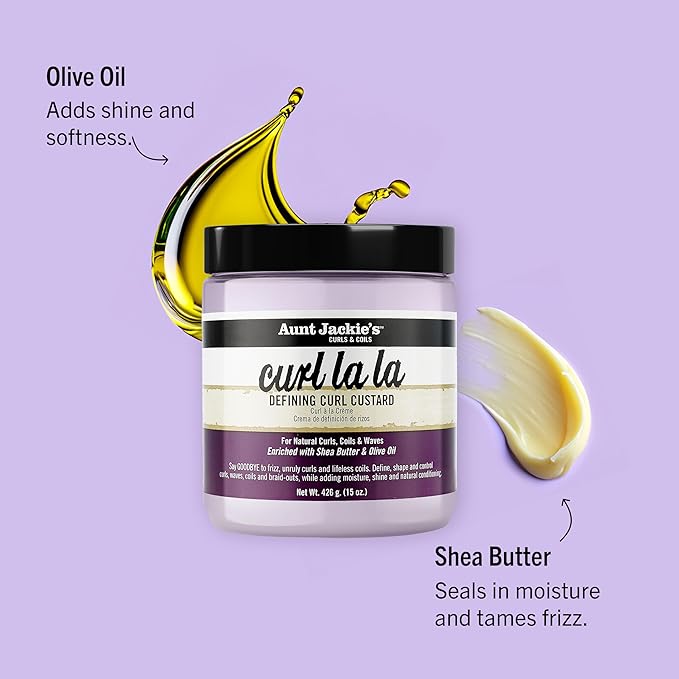 Aunt Jackie's Curl La La, Lightweight Curl Defining Custard, Enriched with Shea Butter & Olive Oil, Basic, 15 Ounce