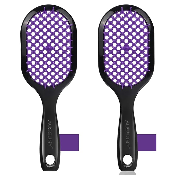 Vented Detangling Hair Brush - 2 Pack Detangler Hairbrush for Effortless Tangle Removal - Ultra-Soft Bristles -For Natural Curly Straight Wet Dry Damaged Hair for Women Men Kids