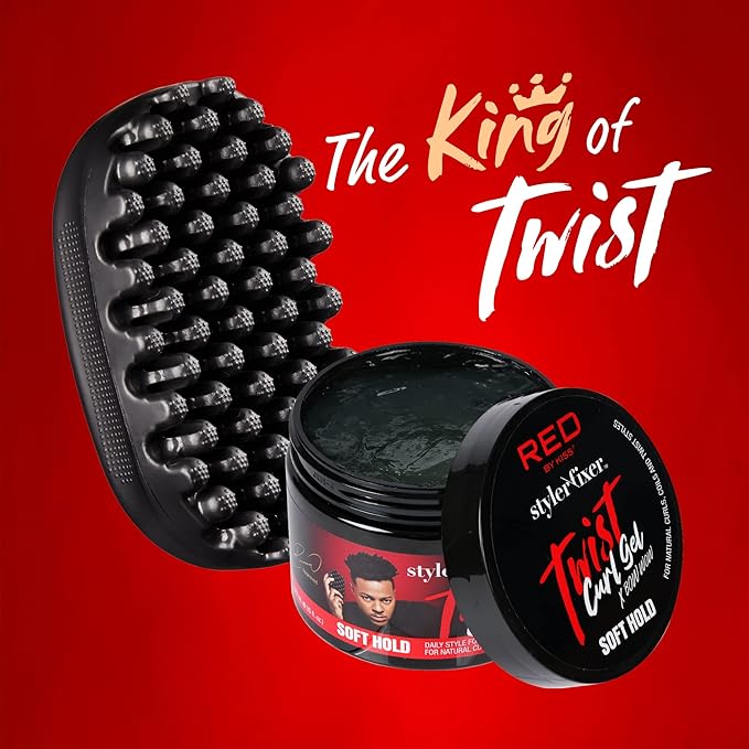 RED by Kiss X Bow Wow Styler and Twisting Gel with Durable Brush for Defined Waves, Curls, and Twists - Soft Hold for Nourished, Naturally Shiny Hair (Value Set)