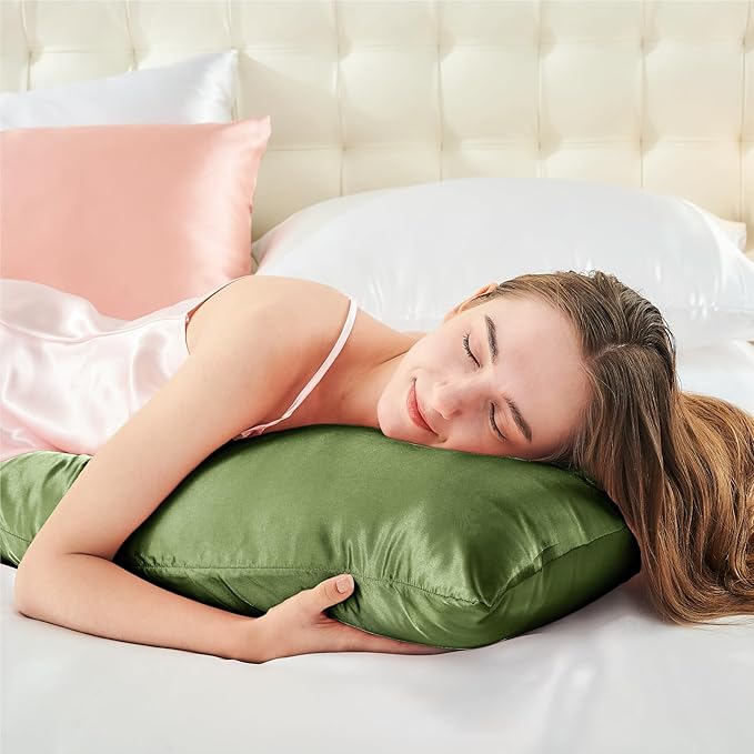 BEDELITE Satin Body Pillow Cover, Super Soft and Cooling Body Pillow Pillowcase for Hair and Skin, Breathable Silky Full Long Pillowcase Cover(20"x54", Cedar Green)