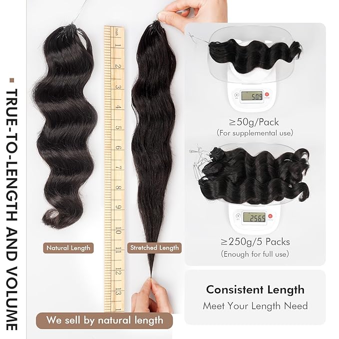 ToyoTress Ocean Wave Feather Crochet Human Hair - 10 Inch 50G Invisible Knotless Water Deep Wave Crochet Human Hair For Black Women Natural Color Braiding Hair (10 Inch, 1B-50G)