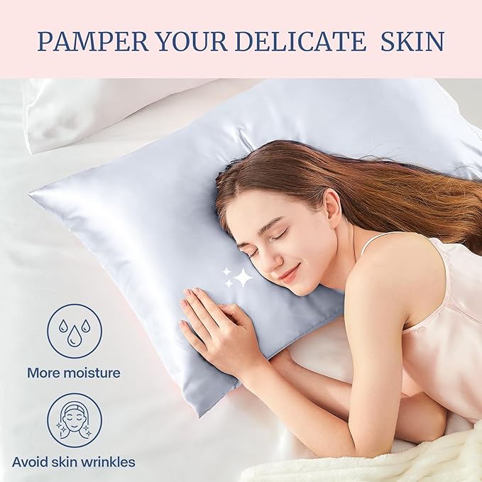 BEDELITE Satin Pillowcase for Hair and Skin, Super Soft Similar to Silk Pillow Cases 4 Pack with Envelope Closure, Cooling Pillowcases for Women Men (20"x26" Standard Size, Evening Haze)